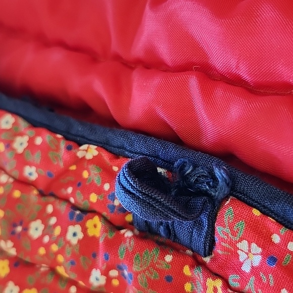 Vintage Girls Tang Suit Quilted Red Floral Jacket Toggle Closure Mandarin Collar - Picture 5 of 9